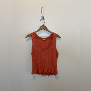 Old Navy Rust Orange Knit Scoop Neck Tank with Ruffle Hem